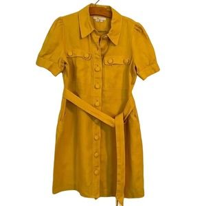 Boden "Carrie" Linen Shirt Dress, Yellow, Size 6